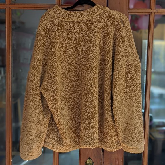 Brown zip up teddy jacket, cute & cozy - Picture 3 of 5